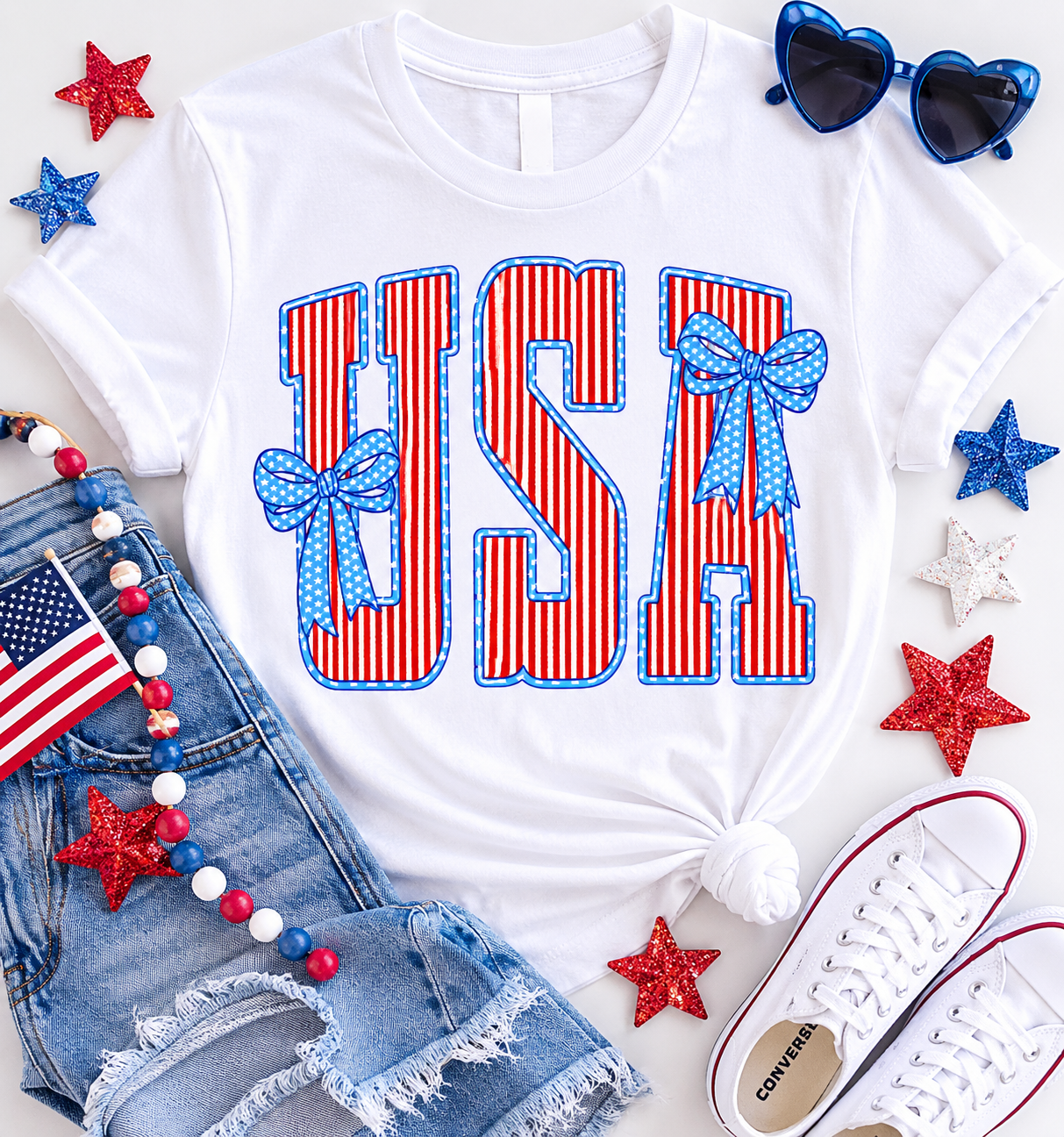 🇺🇸 Sweet Land of Liberty USA Bow Tee 🎀