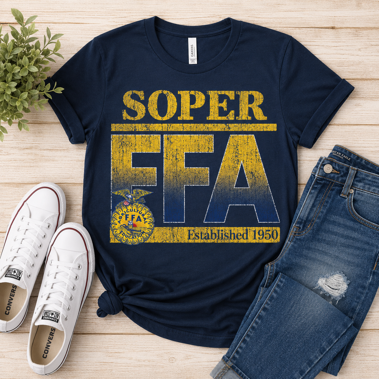 Soper FFA Established 1950 Distressed Spirit Tee | Navy Unisex T-Shirt