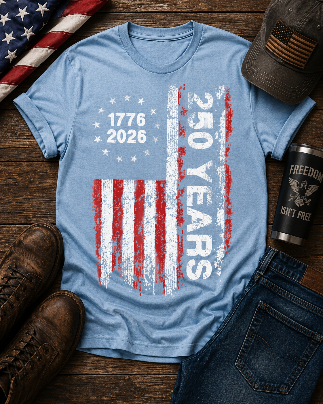🇺🇸 250 Years Flag Tee | America 1776–2026 🇺🇸
