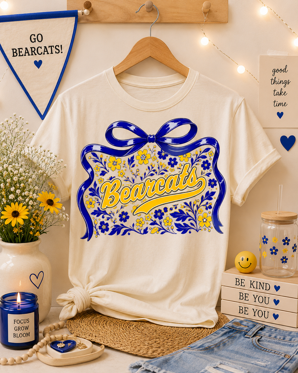 Custom Mascot Floral Bow Spirit Tee
