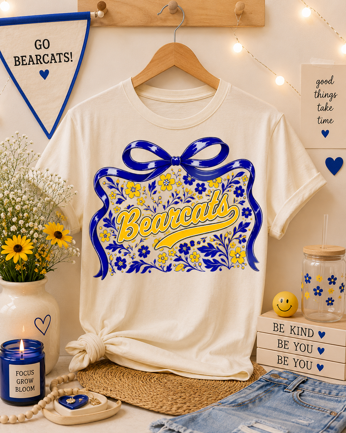 Custom Mascot Floral Bow Spirit Tee