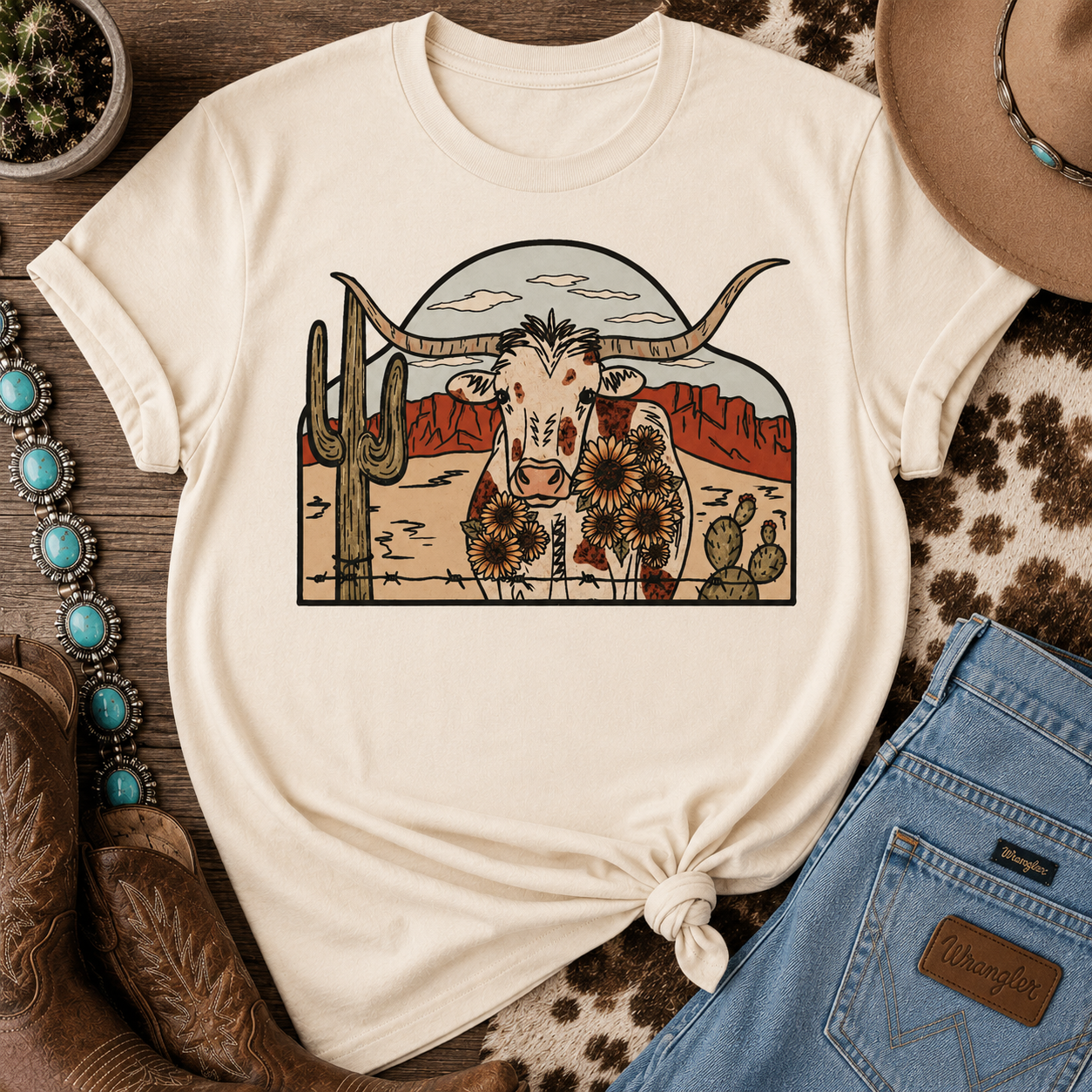 Desert Longhorn Western Tee