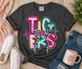 Tigers Retro Coquette Spirit Shirt | Dark Gray Tee