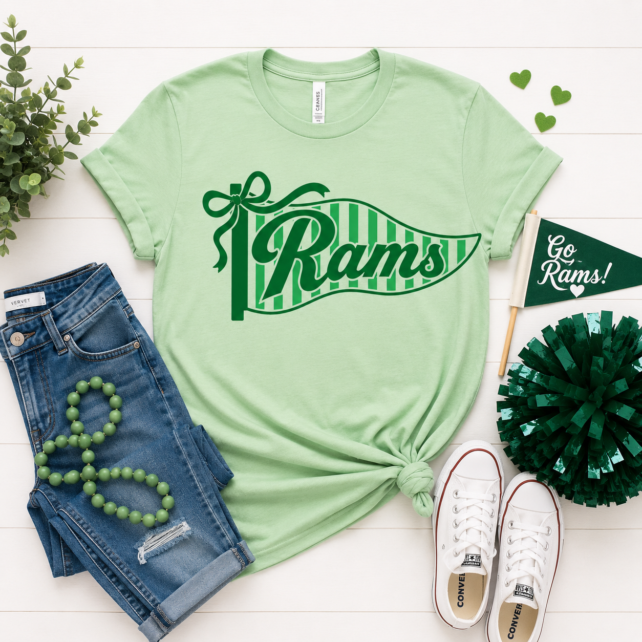 💚 Preppy Rams Pennant Spirit Tee