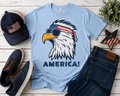 Youth & Adult Patriotic Eagle "AMERICA!" Graphic Tee | Light Blue | Fourth of July Shirt