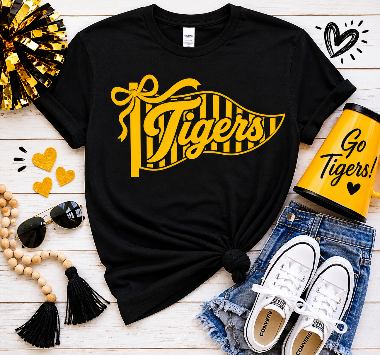 🖤💛 Preppy Tigers Pennant Spirit Tee