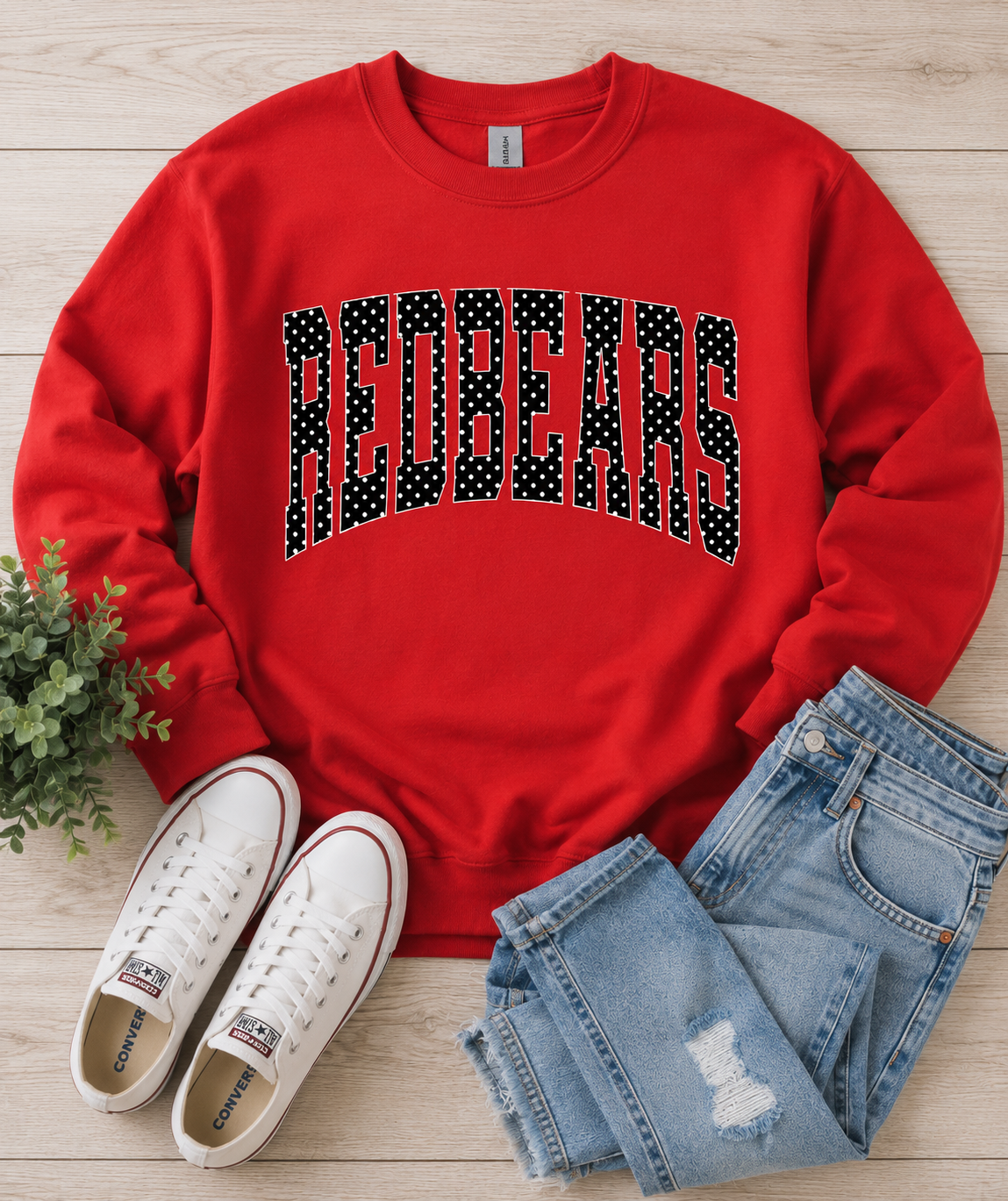 Redbears Polka Dot Spirit Crewneck
