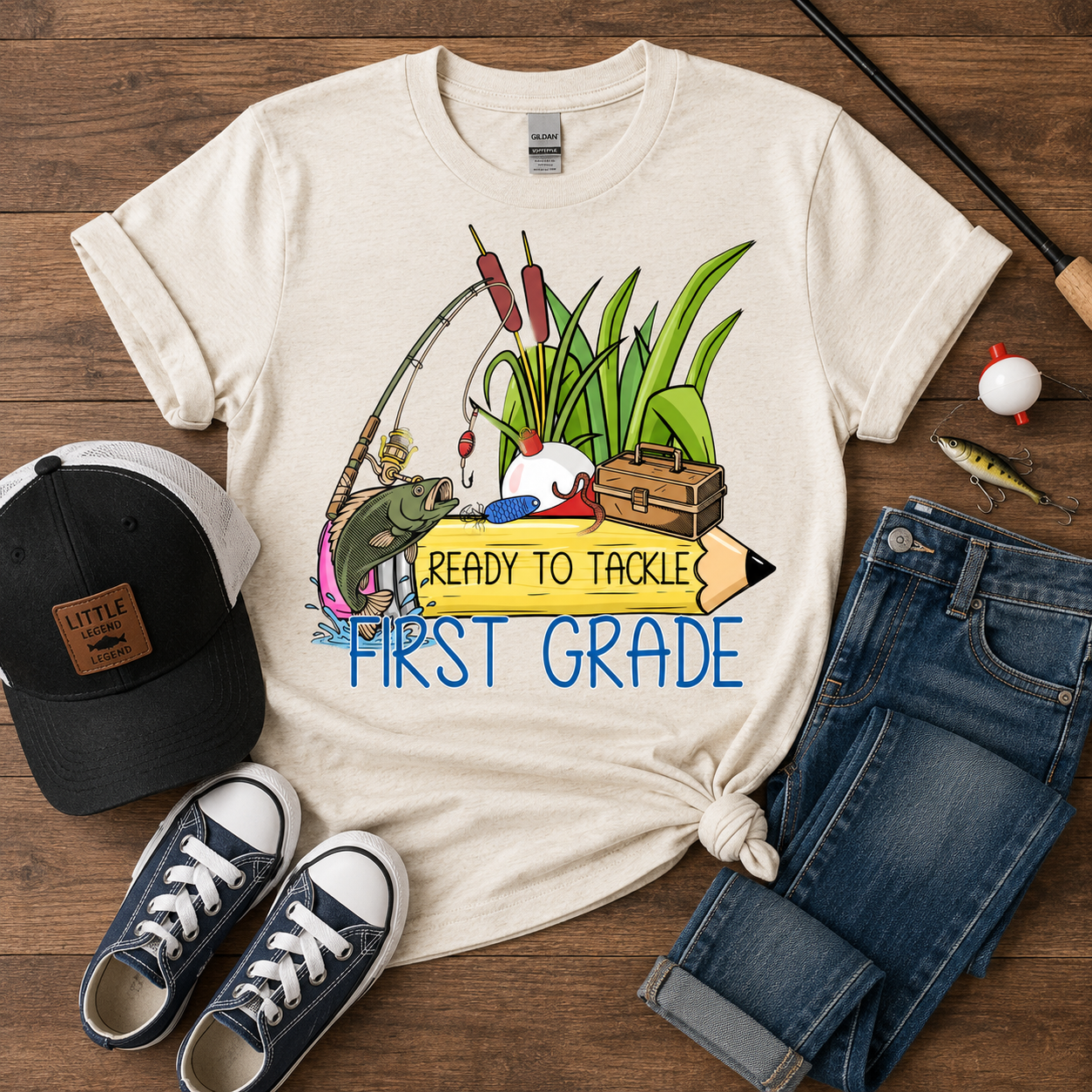 Ready to Tackle School Shirt | Personalized Fishing Back to School Tee | Custom Kindergarten–4th Grade
