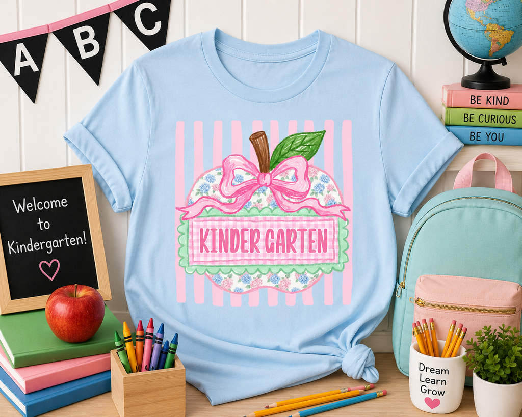 Customized to Any Grade Hydrangea Apple Back to School T-Shirt