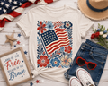 🇺🇸🌸 Floral American Flag Oatmeal Tee 🌸🇺🇸