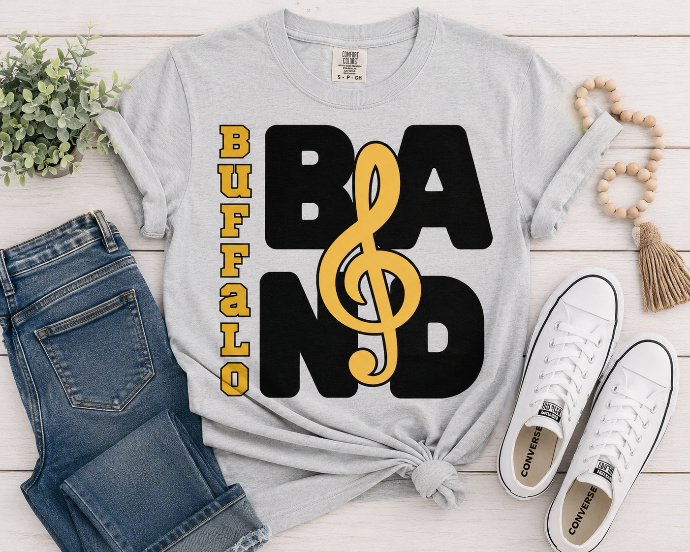 Buffalo Band Gold Treble Clef Graphic Tee