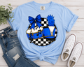 Blue Checkered Band Drum & Shako Graphic Tee