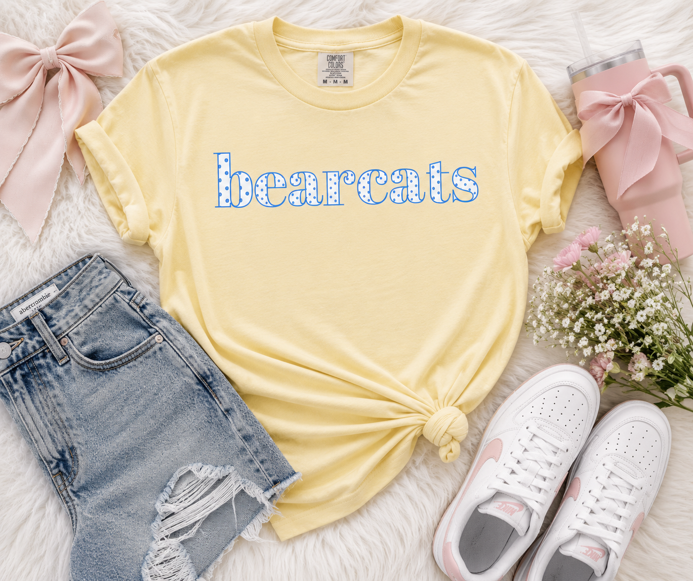Bearcats Blue Polka Dot Spirit Tee | Preppy School Pride Shirt