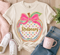 Redbears Glitter Apple Bow Spirit Shirt | Oatmeal Tee