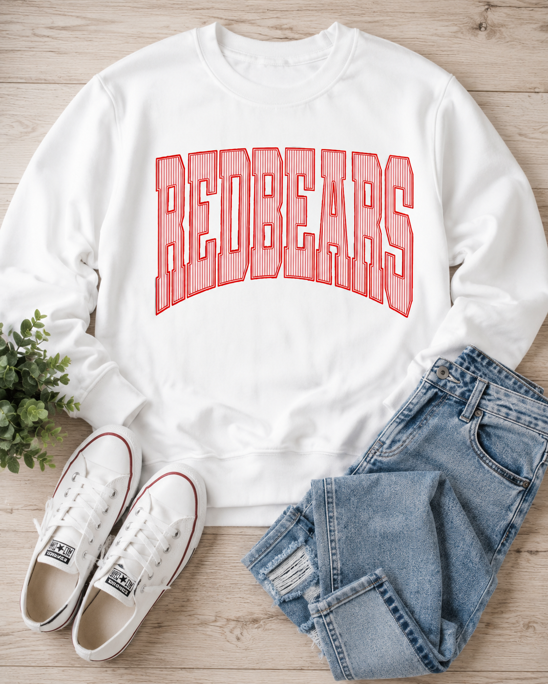 Redbears Pinstripe Spirit Crewneck