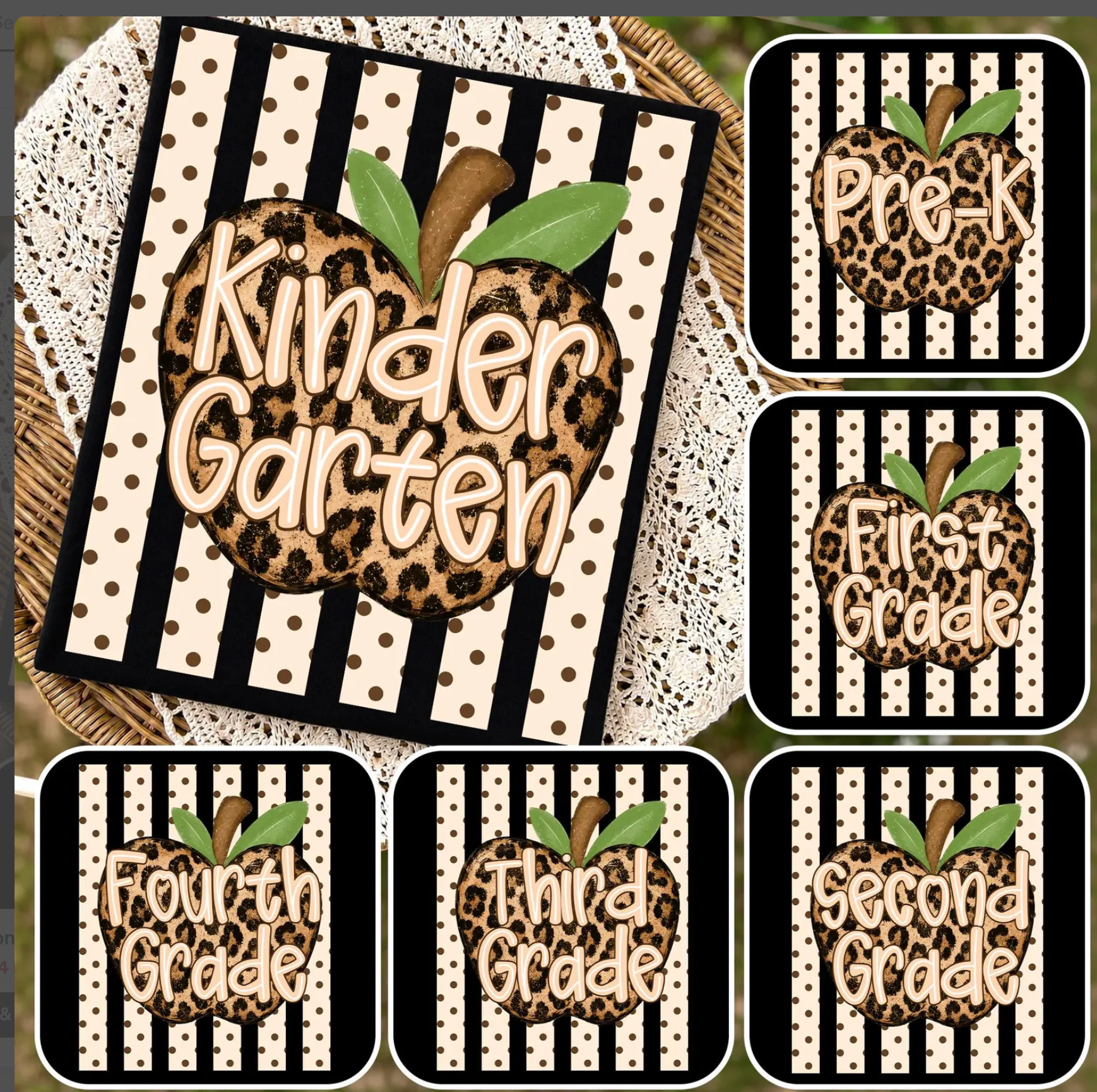Personalized Leopard Apple Grade Level Garden Flag | Back to School Teacher Flag | Pre-K Through 6th Grade