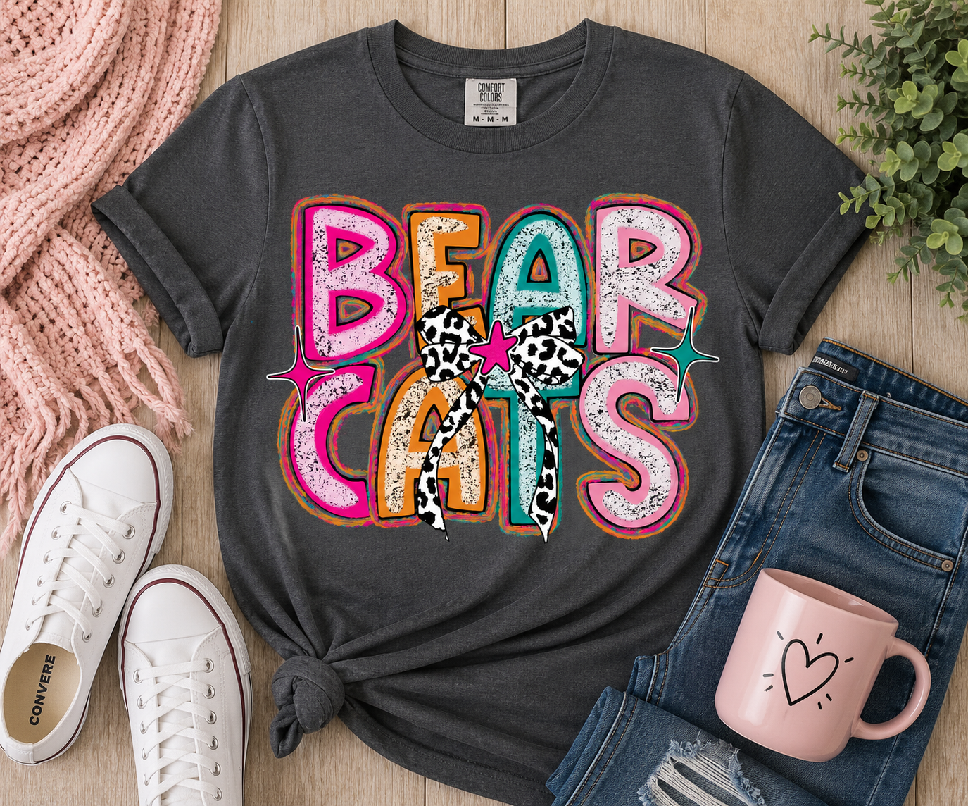 Bearcats Retro Coquette Spirit Shirt | Dark Gray Tee