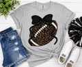 Leopard Football with Black Bow Tee | Preppy Game Day Spirit Shirt