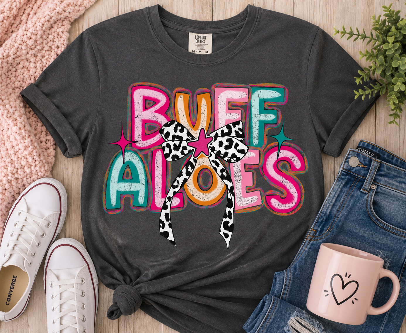 Buffaloes Retro Coquette Spirit Shirt | Dark Gray Tee