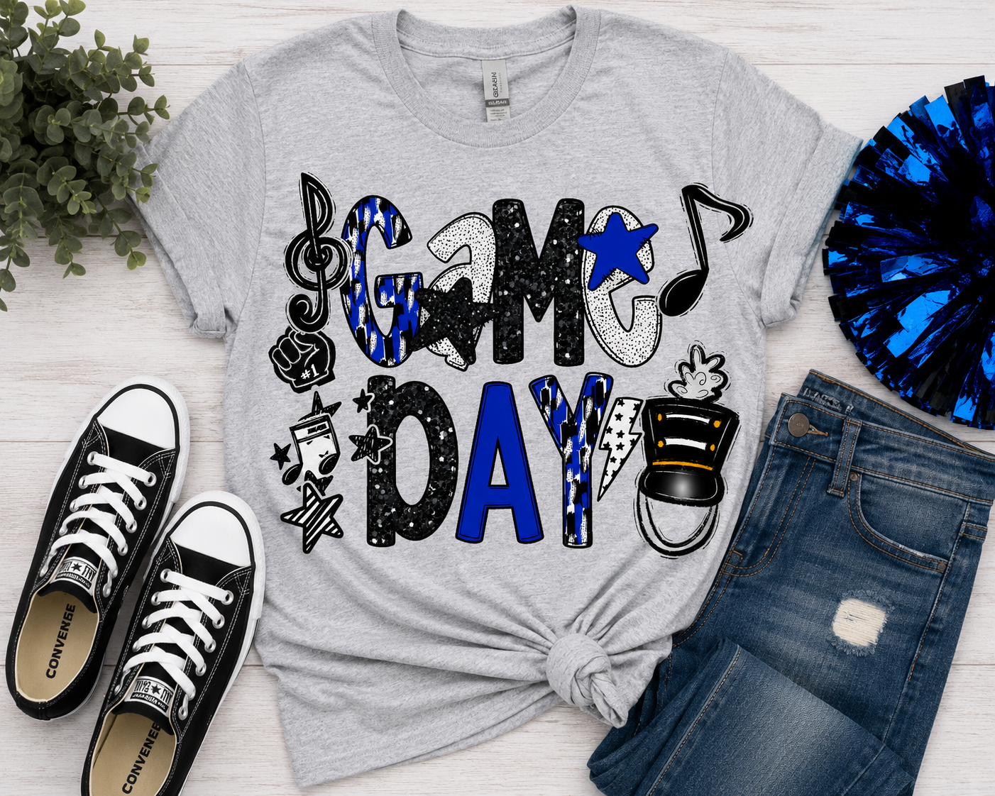Game Day Band Spirit Graphic Tee – Blue & Black
