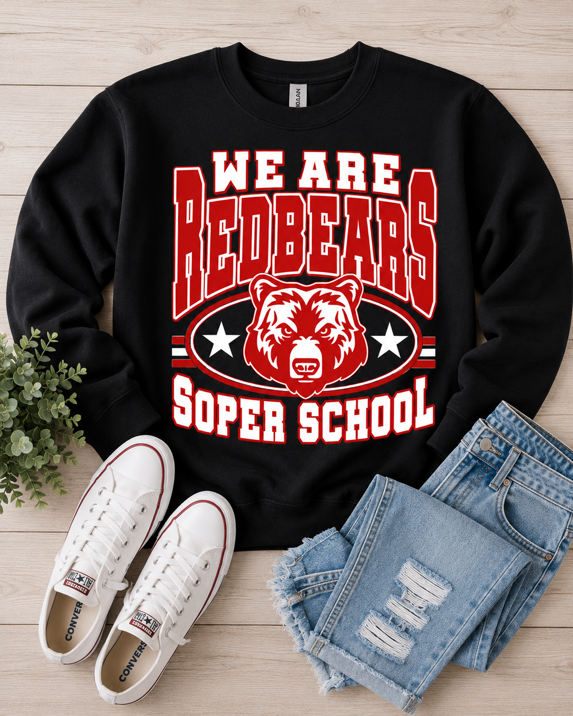 We Are Redbears Soper School Spirit Crewneck