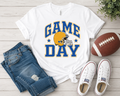 Vintage Game Day Football Tee | Retro Blue & Gold Helmet Spirit Shirt