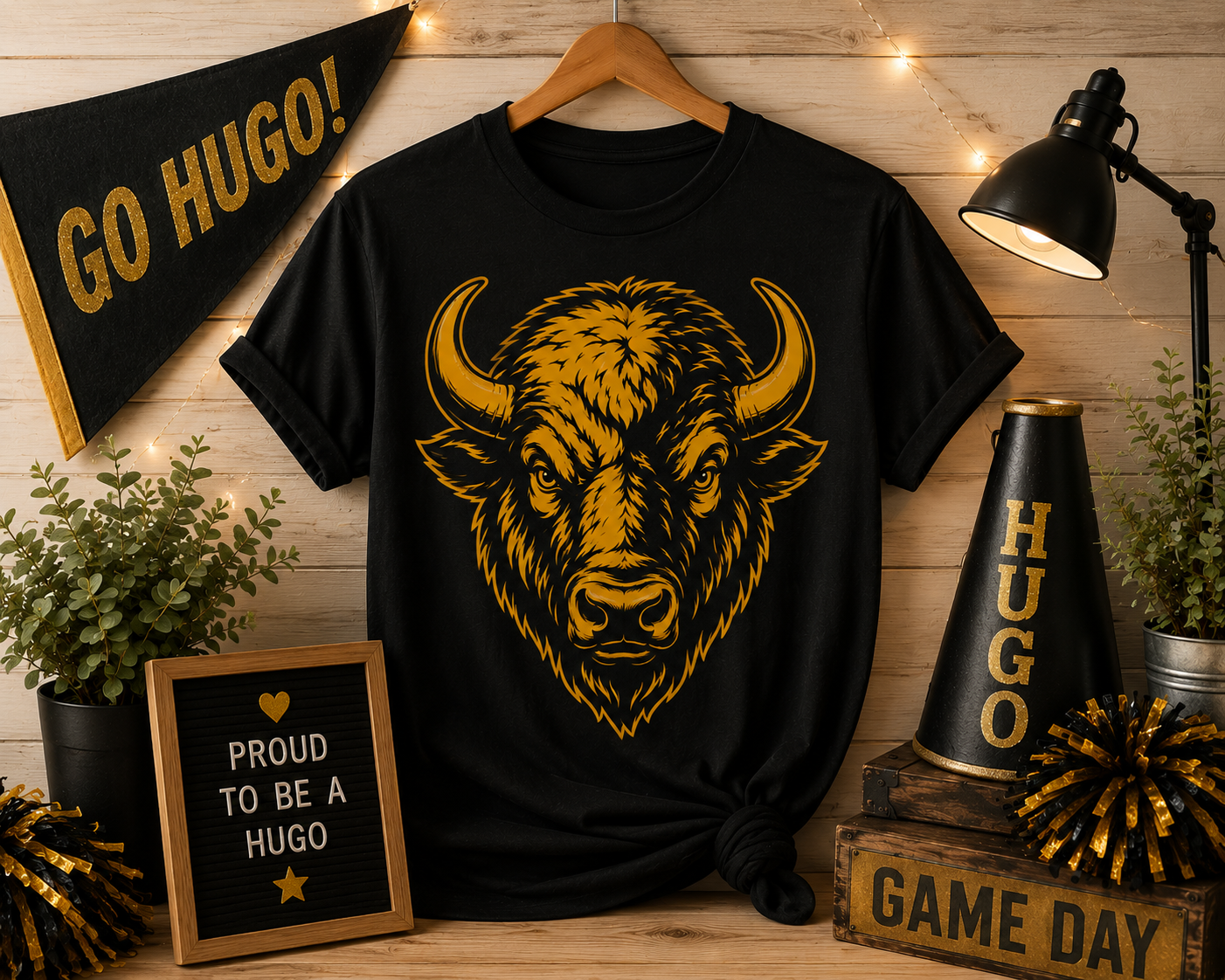 Hugo Buffalos Gold Mascot Tee