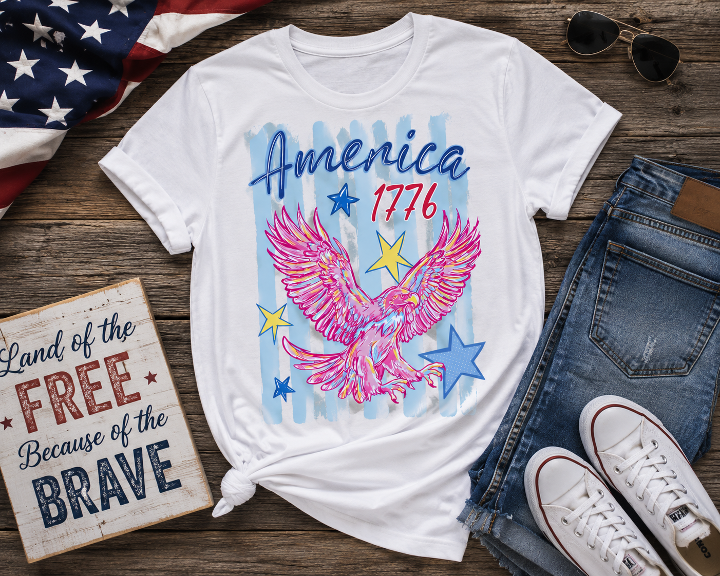 🦅🇺🇸 America 1776 Neon Eagle Tee 🇺🇸🦅