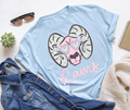 Grandmillennial Rams Bow Mascot Tee | Floral & Pink Striped School Spirit Shirt