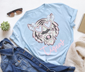 Grandmillennial Tigers Bow Mascot Tee | Floral Coquette School Spirit Shirt